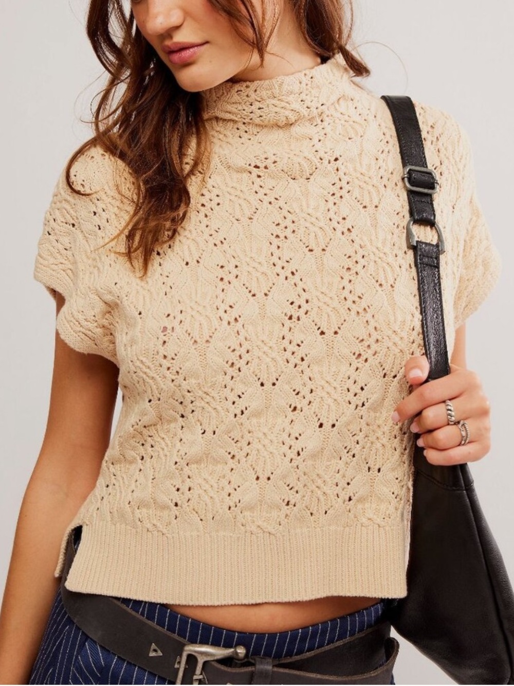 Free People Vickie Mock Neck Sweater in Macadamia